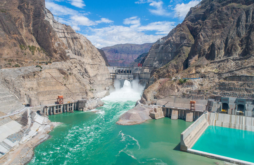 Blick auf die Baustelle des Wasserkarftwerks Wu Dongde. Foto: Three Gorges Group/Xu Jian
