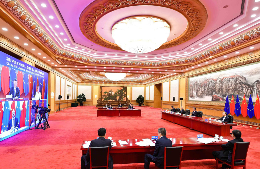 EU-China-Videogipfel am 14. September 2020: Die Agenda war umfangreich, Fortschritte wurden erzielt, an vielen Problemen muss weiter dringend gearbeitet werden. Foto: imago images / Xinhua (Li Xiang)